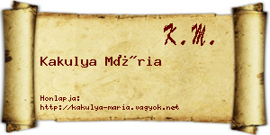 Kakulya Mária névjegykártya